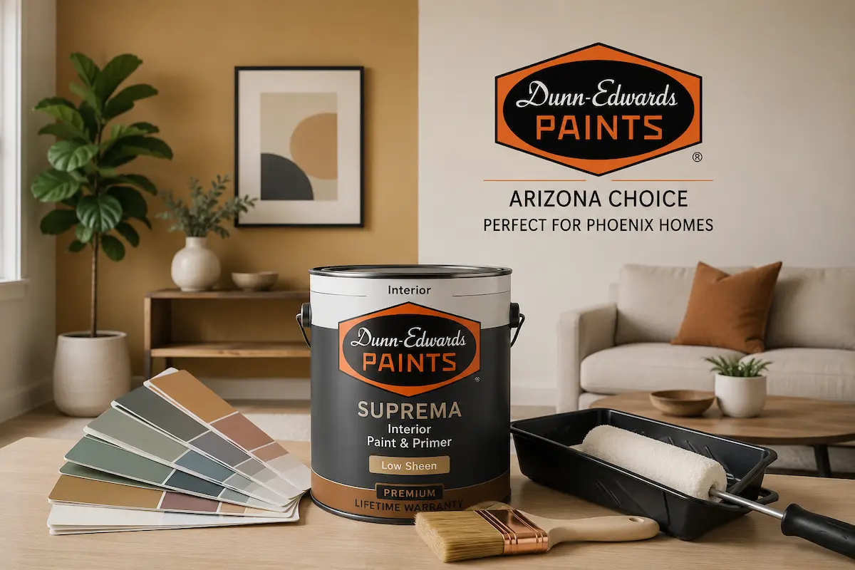 Modern Phoenix living room with freshly painted yellow and white accent wall showing interior paint color ideas.